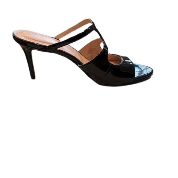 Bandolino “Mizelle” High Heel Sandals in Black Faux Leather with Open Toe Design - Picture 7 of 10